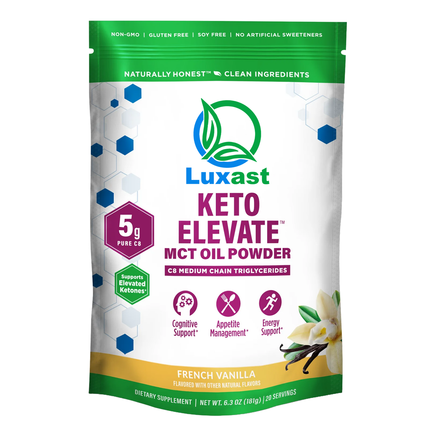 LUXAST™ KETO ELEVATE™ C8 MCT OIL POWDER (3 Delicious Flavors)