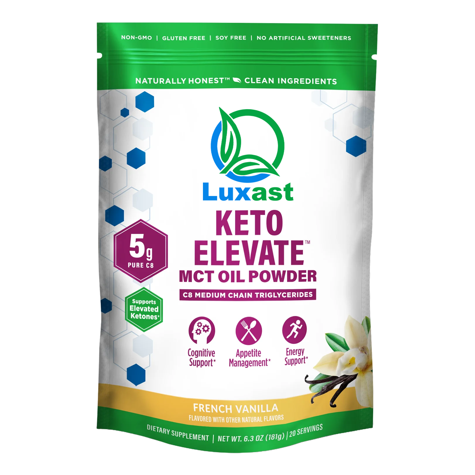 LUXAST™ KETO ELEVATE™ C8 MCT OIL POWDER (3 Delicious Flavors)